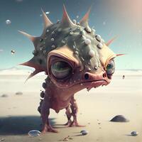 Fantasy alien creature. 3D illustration. Elements of this image furnished by NASA, Image photo