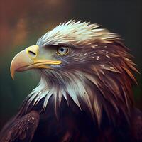 beautiful eagle portrait on a dark background. 3d illustration., Image photo