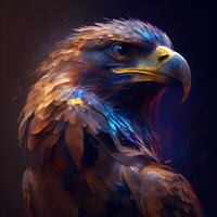beautiful eagle portrait, digital painting, illustration of a bird of prey, Image photo