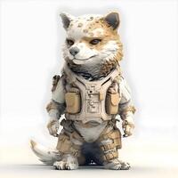 3D rendering of a tiger astronaut isolated on a white background., Image photo