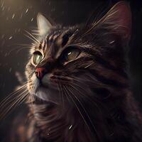 Portrait of a cat in the rain. 3d rendering., Image photo