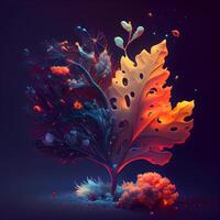 Abstract colorful background with fractal tree. 3d render illustration., Image photo