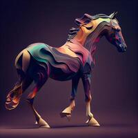 vistoso caballo en un oscuro antecedentes. 3d representación, 3d ilustración., ai generativo imagen foto