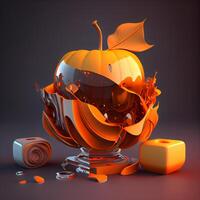 Halloween pumpkin on dark background. 3d render. Halloween holiday concept, Image photo