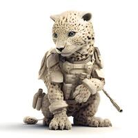 leopardo juguete aislado en blanco antecedentes. 3d ilustración., ai generativo imagen foto