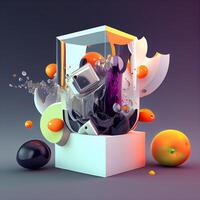 3d illustration of an abstract background with a cube in the center, Image photo