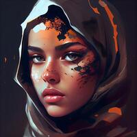 Portrait of a beautiful muslim woman with bright make-up., Image photo