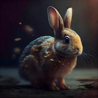 Rabbit on a dark background. 3d rendering, 3d illustration., Image photo