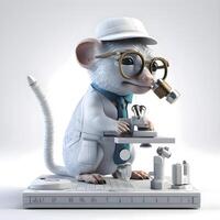 3D illustration of a monkey scientist with a microscope and a microscope, Image photo