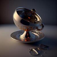 Cup of tea on a dark background. 3D illustration., Image photo