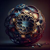 3D illustration of abstract geometric composition,digital art works. 3D rendering., Image photo