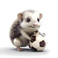 3D Render of a Cute Cartoon Bear with a Soccer Ball, Image photo