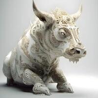 Cow made of metal on a white background. 3D illustration., Image photo