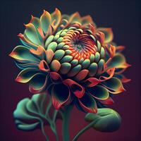 Dahlia flower on a dark background. 3d illustration., Image photo