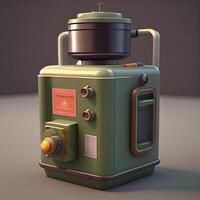 3D rendering of a green retro camera on a dark background., Image photo