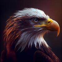 Bald Eagle 3D render of an eagle with a dark background, Image photo