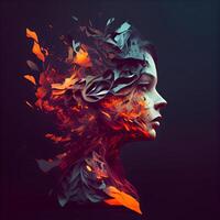 Abstract portrait of a beautiful woman. 3d rendering, 3d illustration., Image photo