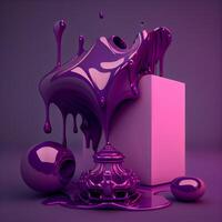 Purple paint dripping from a bottle. 3d rendering, 3d illustration., Image photo