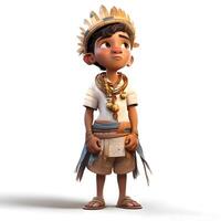 3D Illustration of a Kid Boy with a Flag of Spain, Image photo