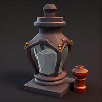 Lantern on a dark background. 3D rendering. Eps 10., Image photo