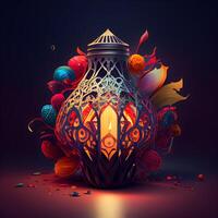 illustration of Ramadan Kareem. Ramadan Kareem greeting card with arabic lantern. Ramadan Kareem background., Image photo