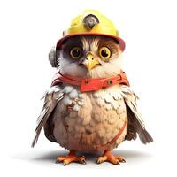 3D rendering of a cute little chicken wearing a helmet and headphones, Image photo