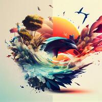 Abstract colorful background with space for your text. 3D illustration., Image photo