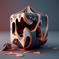 3d rendering of abstract geometric shape in black and orange colors., Image photo