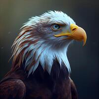 calvo águila en un oscuro antecedentes. 3d ilustración. digital cuadro., ai generativo imagen foto