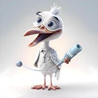 funny duck with a stethoscope and a thermometer on a gray background, Image photo