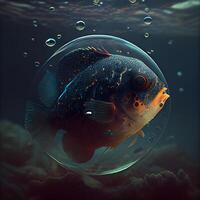 Tropical fish in an aquarium. 3d render illustration., Image photo