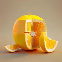 rebanado naranja en un ligero antecedentes. 3d ilustración., ai generativo imagen foto