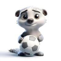 3d rendering of a cute white cheetah with sports equipment, Image photo