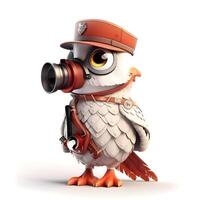 Cartoon character of a chicken wearing aviator costume with goggles and helmet, Image photo