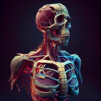 humano esqueleto anatomía para médico concepto 3d ilustración., ai generativo imagen foto