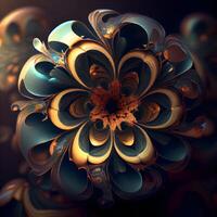 Macro closeup of fractal flower, digital artwork for creative graphic design, Image photo