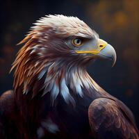 Portrait of an eagle on a dark background. 3d rendering, Image photo