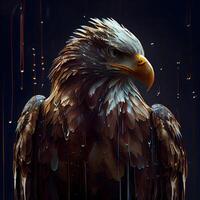 Eagle with blood on a black background. 3d illustration., Image photo