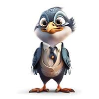 3D Render of a cartoon penguin with tuxedo and tie, Image photo