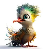 Cute little owl with backpack and backpack. 3D illustration., Image photo