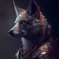 retrato de un lobo. fantasía ilustración. 3d representación., ai generativo imagen foto