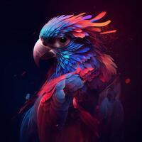 Colorful parrot on a dark background. Hand-drawn illustration., Image photo