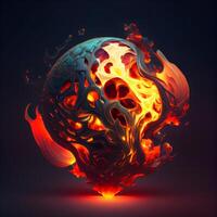 Abstract fire ball on a dark background. 3d illustration., Image photo