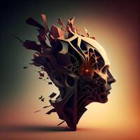 Abstract 3d human head made of polygonal shapes. illustration., Image photo