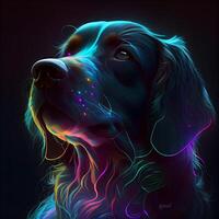 Digital Illustration of a Retriever Dog with Colorful Background, Image photo