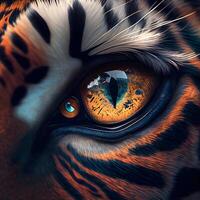 Eye of a tiger. Close-up. 3D rendering., Image photo