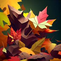 Autumn leaves background. 3d illustration. Fall season concept., Image photo