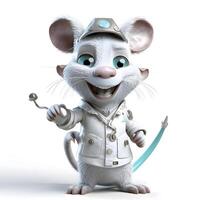 3D Render of a cute cartoon mouse with a stethoscope, Image photo