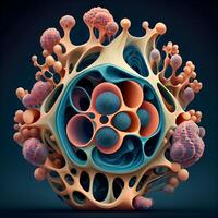 3d illustration of abstract geometric composition with corals and spheres., Image photo