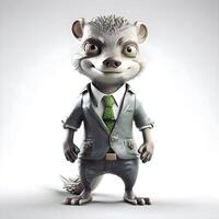 businessman with a panda on a white background, 3d render, Image photo